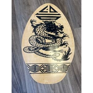 Dragon Black Scroll Wood Skimboard 35" Water  Ocean Surfing Hanger Hook On Back